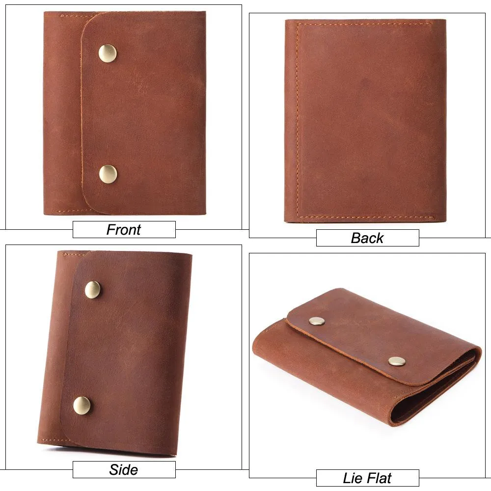 Vintage Brown Leather Men's Small Trifold Key Wallet Card Wallet billfold Wallet For Men