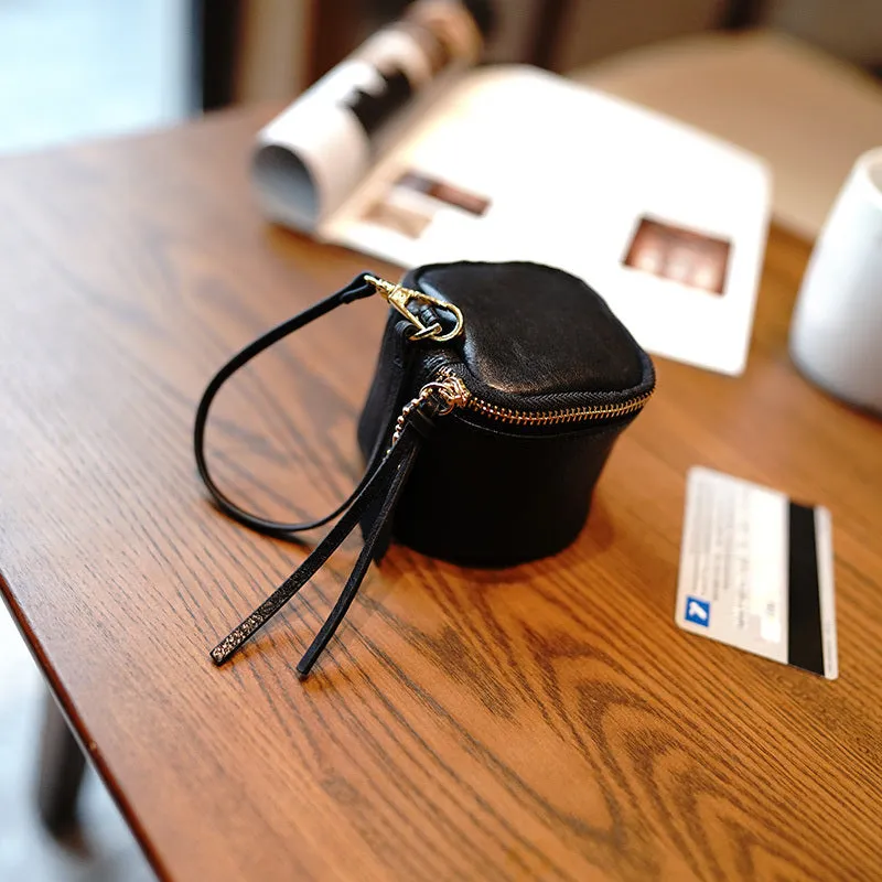 Vintage Brown Leather Wristlet Wallet Cube Zip Clutch Wallet Womens Tan Ladies Zip Around Wallets for Women
