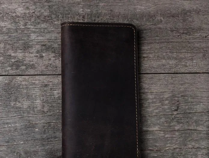 Vintage Cool Leather Long Wallets for men Bifold Men Long Wallets