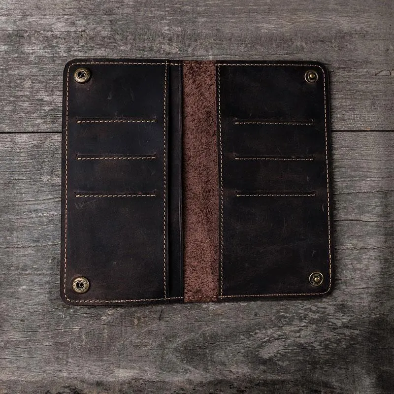 Vintage Cool Leather Long Wallets for men Bifold Men Long Wallets
