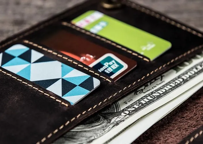Vintage Cool Leather Long Wallets for men Bifold Men Long Wallets