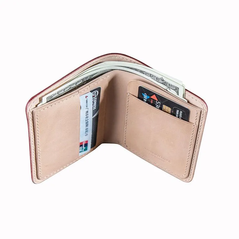 Vintage Handmade Leather Mens Small Wallet Bifold billfold Wallet for Men