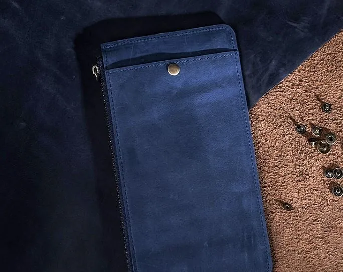 Vintage Leather Long Wallets for men Bifold Men Long Wallets
