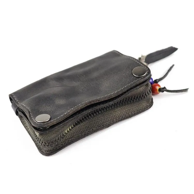 Vintage Leather Men's billfold Small Wallet Brown Key Wallet Card Wallet For Men