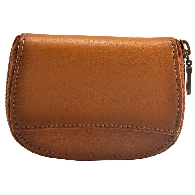 Vintage Leather Mens Small Wallet Zipper Card billfold Coin Wallet for Men
