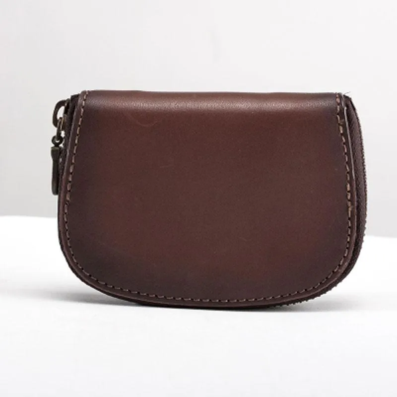 Vintage Leather Mens Small Wallet Zipper Card billfold Coin Wallet for Men