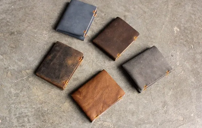 Vintage LEATHER Womens Small Wallet Bifold Leather billfold Wallet FOR Women
