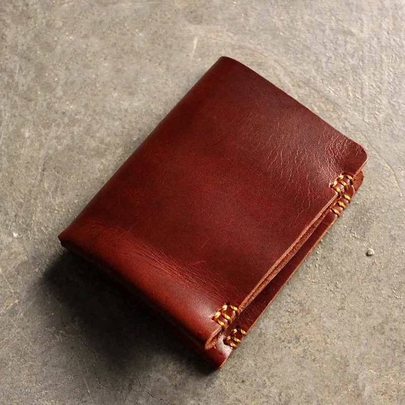 Vintage LEATHER Womens Small Wallet Bifold Leather billfold Wallet FOR Women