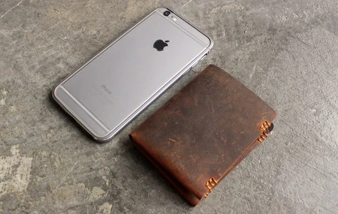 Vintage LEATHER Womens Small Wallet Bifold Leather billfold Wallet FOR Women
