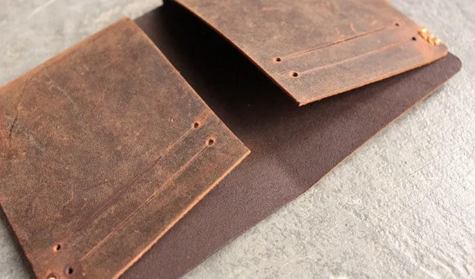 Vintage LEATHER Womens Small Wallet Bifold Leather billfold Wallet FOR Women
