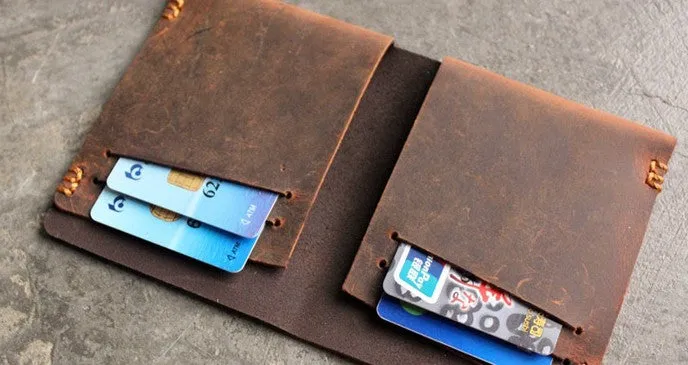 Vintage LEATHER Womens Small Wallet Bifold Leather billfold Wallet FOR Women