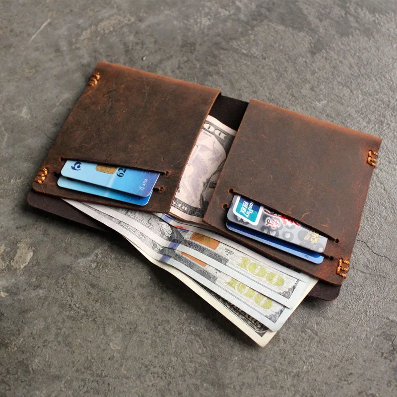 Vintage LEATHER Womens Small Wallet Bifold Leather billfold Wallet FOR Women