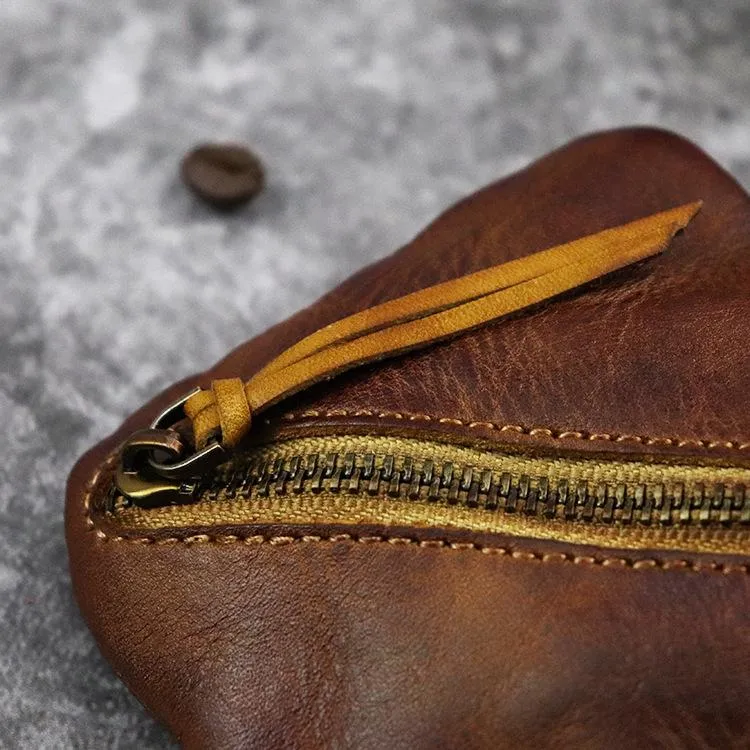 Vintage Small Leather Men's Coin Holder Change Wallet Change Holder For Men