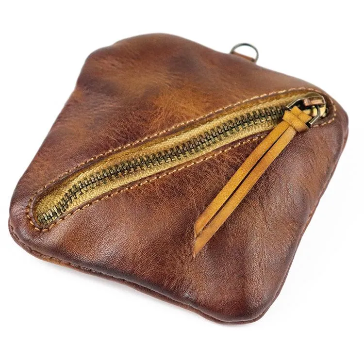 Vintage Small Leather Men's Coin Holder Change Wallet Change Holder For Men