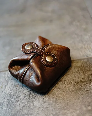 Vintage Women Black Leather Coin Pouch Catch All Tray Coin Wallet Change Wallet For Women