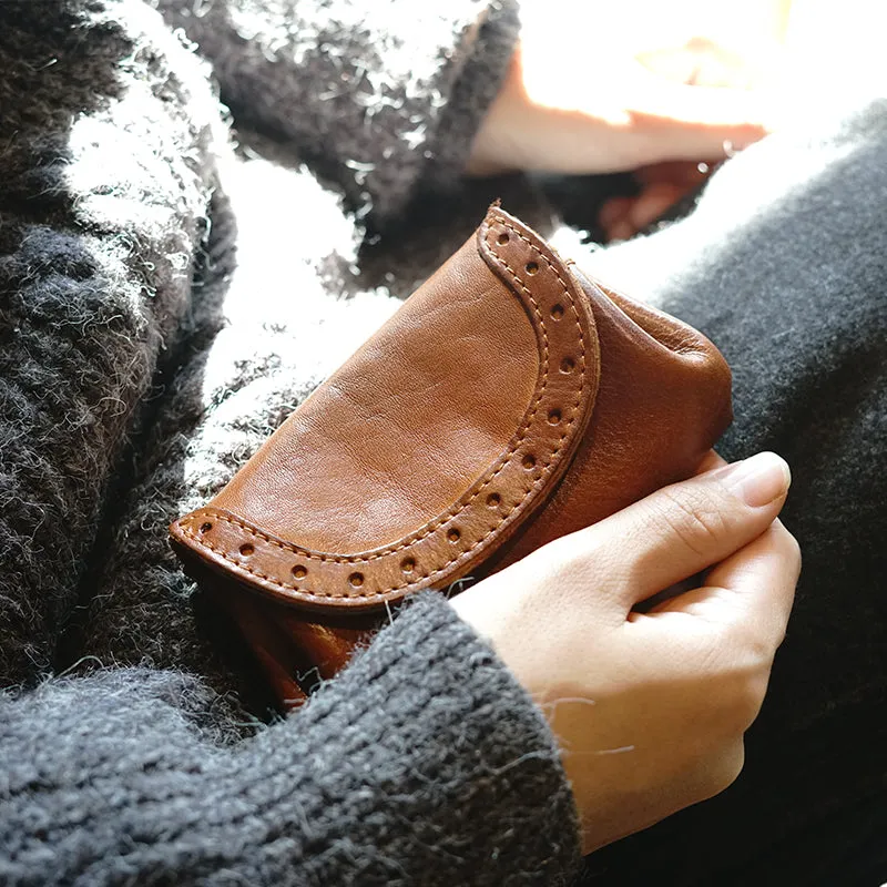 Vintage Women Coffee Leather Billfold Wallet Lace Coin Wallet Change Wallet For Women