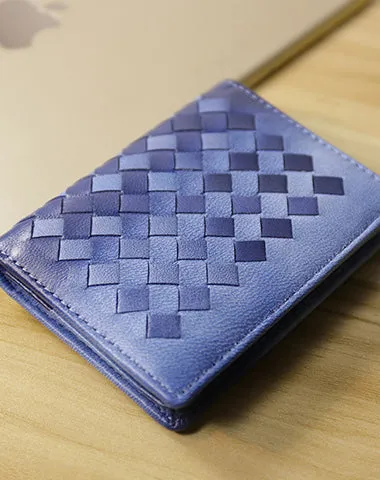 Women Black Braided Leather Billfold Wallet Small Wallets Bifold Wallets For Women