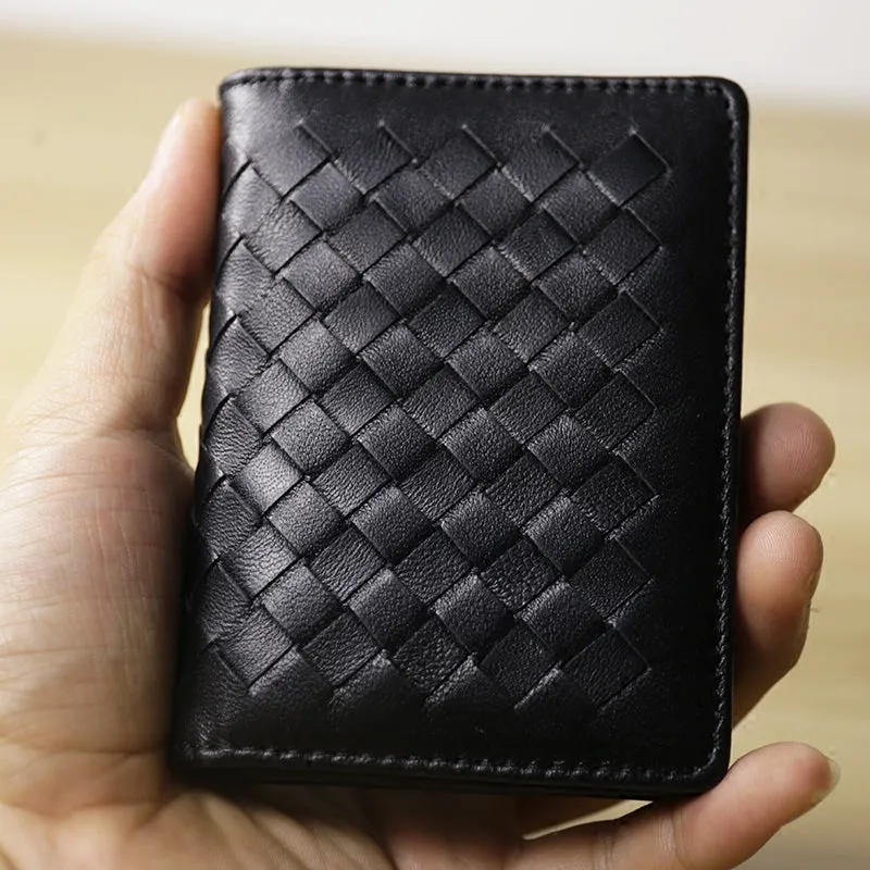Women Braided Leather Billfold Wallet Small Wallets Bifold Wallets For Women