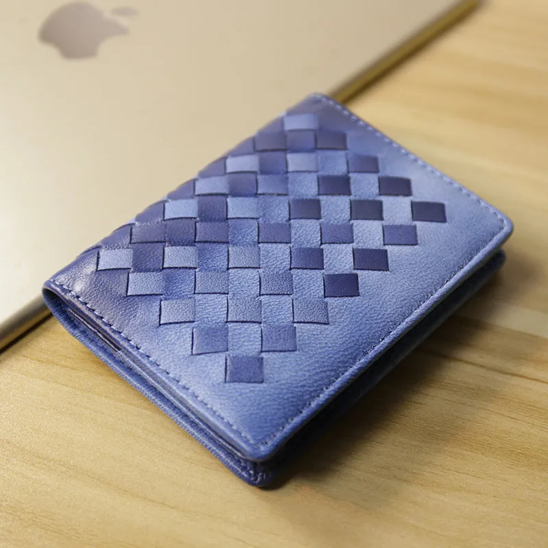 Women Gold Braided Leather Billfold Wallet Small Wallets Bifold Wallets For Women