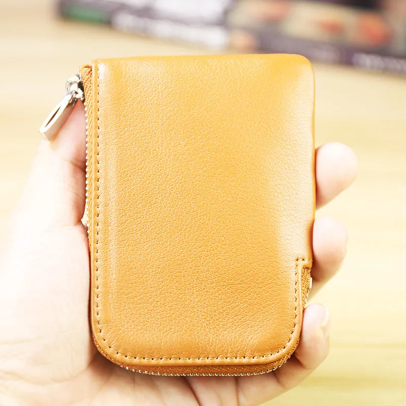 Women Leather Mini Zip Wallet Green Billfold Slim Coin Wallets Small Zip Change Wallet For Women