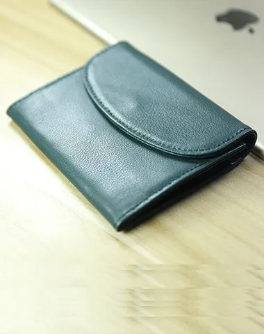 Women Navy Leather Mini Billfold Wallet Cute Coin Wallets Slim Change Wallets For Women