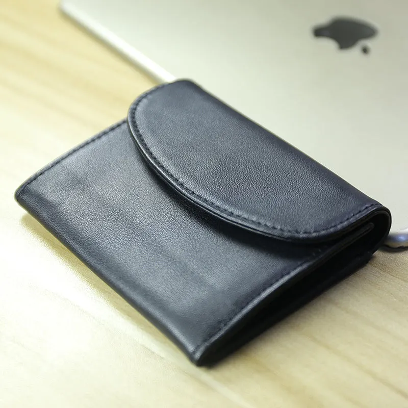 Women Navy Leather Mini Billfold Wallet Cute Coin Wallets Slim Change Wallets For Women