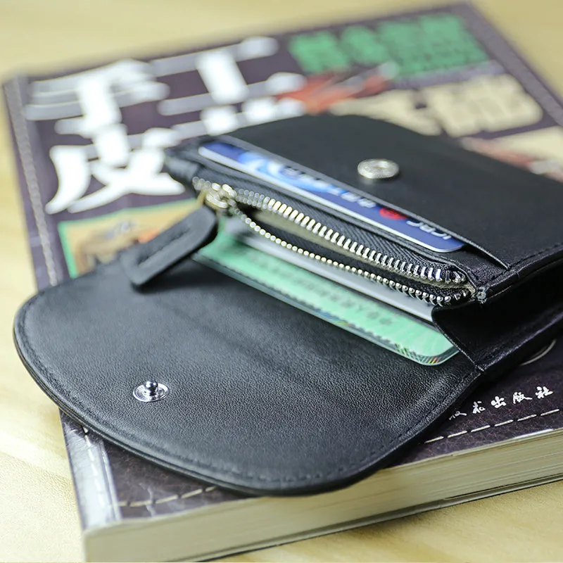 Women Navy Leather Mini Billfold Wallet Cute Coin Wallets Slim Change Wallets For Women