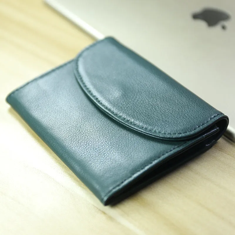 Women Navy Leather Mini Billfold Wallet Cute Coin Wallets Slim Change Wallets For Women