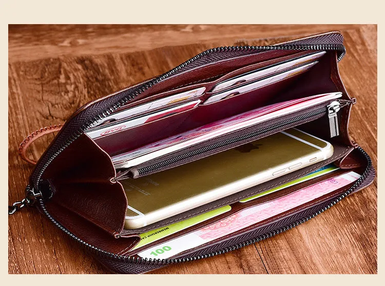 Womens Carp&Lotus Flower Leather Zip Around Wallet Wristlet Wallet Floral Ladies Zipper Clutch Wallet for Women