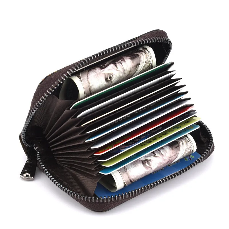 Womens Green Leather Small Zip Around Wallet Rose Billfold Wristlet Wallet Floral Ladies Zipper Small Card Wallet for Women