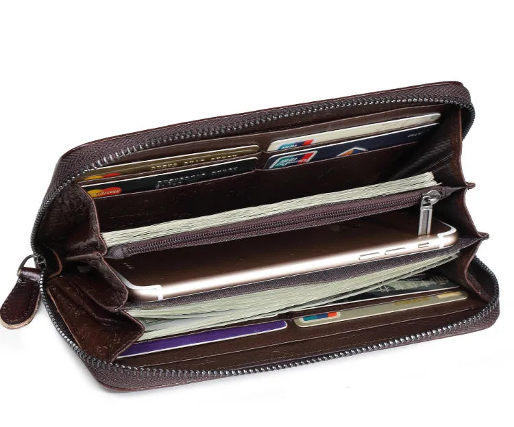 Womens Hummingbird Brown Leather Zip Around Wallet Wristlet Wallet Floral Ladies Zipper Clutch Wallet for Women