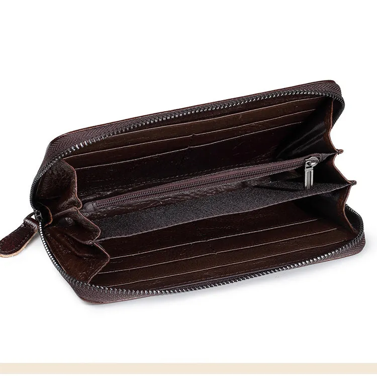 Womens Hummingbird Brown Leather Zip Around Wallet Wristlet Wallet Floral Ladies Zipper Clutch Wallet for Women