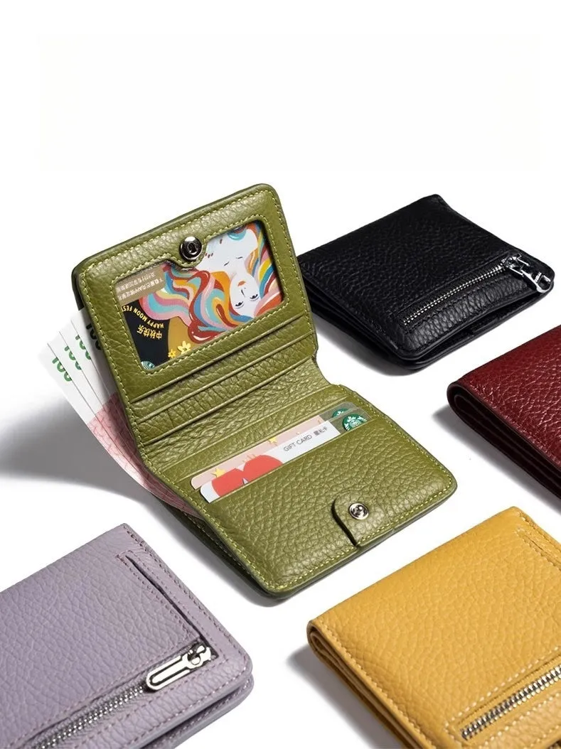 Women's Small Wallet Women's Billfold Red Leather Billfolds for Women Women's Short Wallet